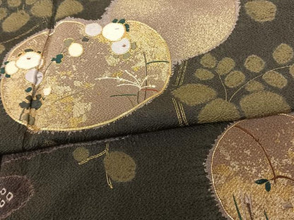 平和屋着物●訪問着 駒刺繍 絞り 枝花丸文 金彩 鬼しぼ縮緬 正絹 逸品 AABF0497fy