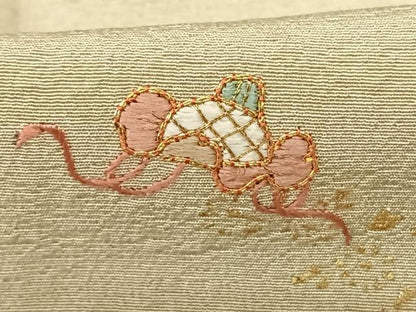 平和屋着物●訪問着 駒刺繍 花鳥文 暈し染め 金銀彩 正絹 逸品 AABF0499fy