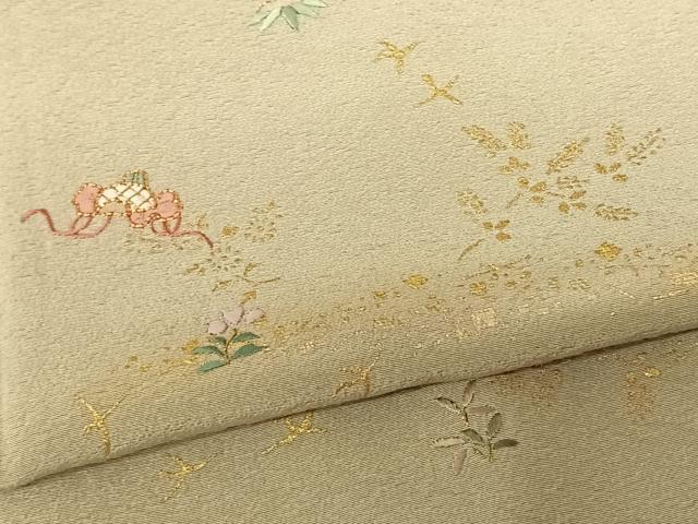 平和屋着物●訪問着 駒刺繍 花鳥文 暈し染め 金銀彩 正絹 逸品 AABF0499fy