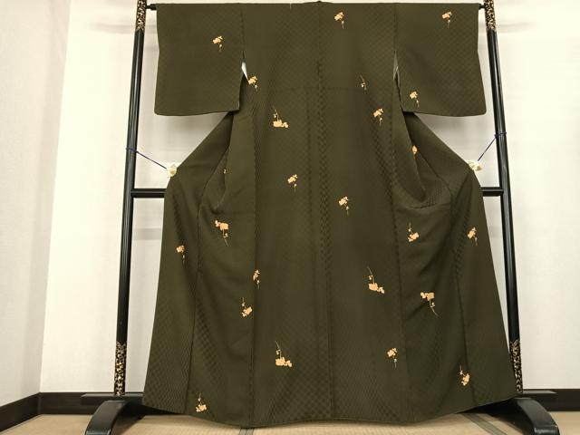 平和屋着物●上質な小紋 草花文 正絹 逸品 AABF0500fy