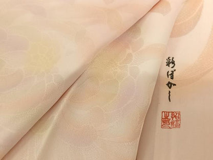 平和屋着物●振袖用長襦袢 袷 彩ぼかし 舞花文 正絹 逸品 AABF0501fy