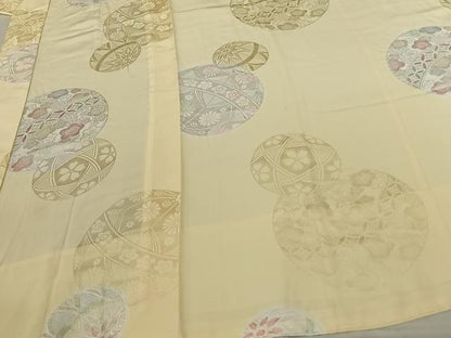 平和屋着物●振袖用長襦袢 無双仕立て 地紋起こし 毬 正絹 逸品 未使用 AABF0503fy