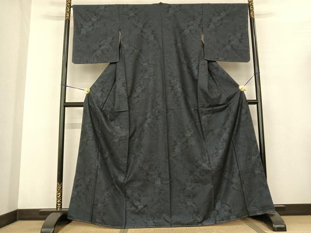 平和屋着物●本場大島紬 カタス7マルキ 草花文 正絹 逸品 AABF0504fy