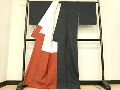 平和屋着物●本場大島紬 カタス7マルキ 草花文 正絹 逸品 AABF0504fy