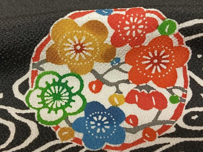 平和屋着物●江戸紅型 五味桂子 訪問着 花丸文 黒地 やまと誂製 正絹 逸品 AABF0505fy