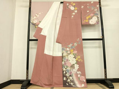 平和屋着物●訪問着 草花文 暈し染め 金彩 正絹 逸品 AABF0508fy