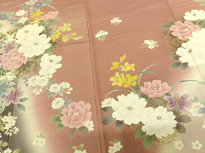 平和屋着物●訪問着 草花文 暈し染め 金彩 正絹 逸品 AABF0508fy