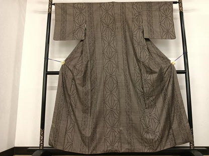 平和屋着物●本場大島紬 一元絣 麻の葉間道 正絹 逸品 AABF0509fy