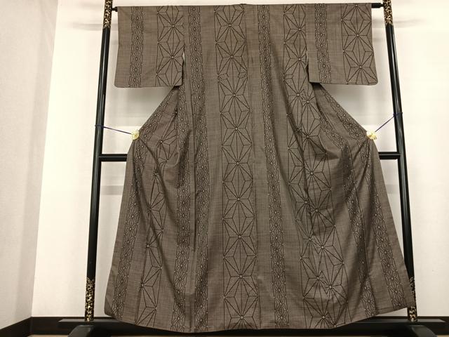 平和屋着物●本場大島紬 一元絣 麻の葉間道 正絹 逸品 AABF0509fy