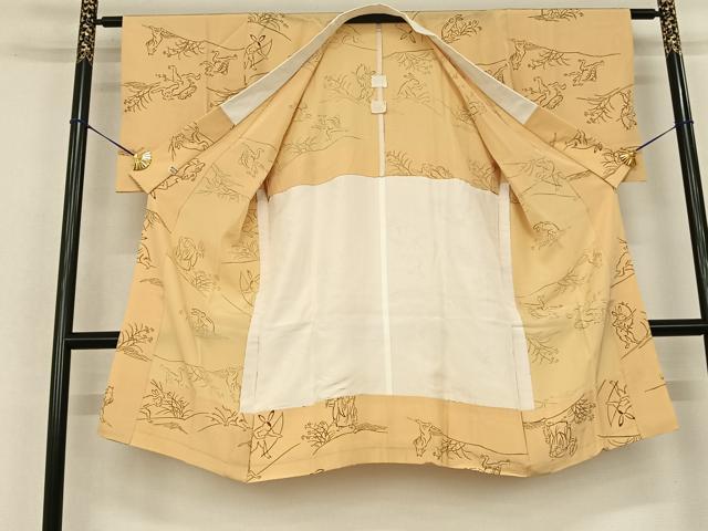 平和屋着物●長襦袢 無双仕立て 鳥獣戯画 正絹 逸品 AABF0514fy