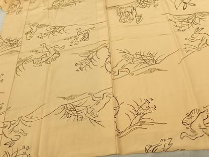 平和屋着物●長襦袢 無双仕立て 鳥獣戯画 正絹 逸品 AABF0514fy