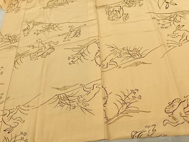 平和屋着物●長襦袢 無双仕立て 鳥獣戯画 正絹 逸品 AABF0514fy