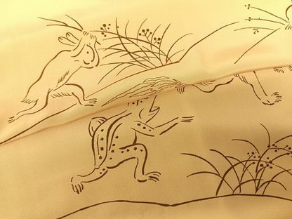 平和屋着物●長襦袢 無双仕立て 鳥獣戯画 正絹 逸品 AABF0514fy