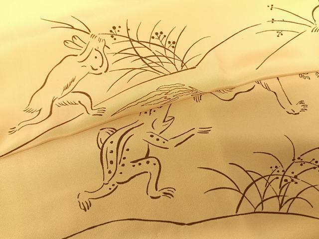 平和屋着物●長襦袢 無双仕立て 鳥獣戯画 正絹 逸品 AABF0514fy