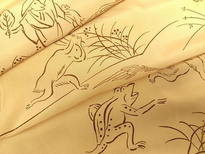平和屋着物●長襦袢 無双仕立て 鳥獣戯画 正絹 逸品 AABF0514fy