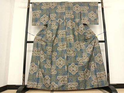 平和屋着物●本場大島紬 一元7マルキ 草花文 正絹 逸品 AABF0517fy