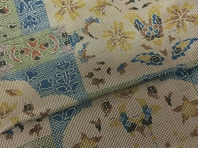 平和屋着物●本場大島紬 一元7マルキ 草花文 正絹 逸品 AABF0517fy