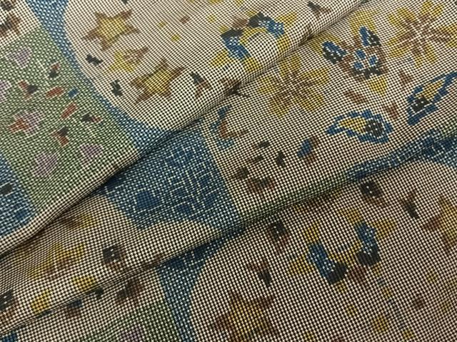 平和屋着物●本場大島紬 一元7マルキ 草花文 正絹 逸品 AABF0517fy
