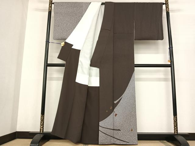 平和屋着物●訪問着 刺繍 散らし文 たたき染め 金彩 正絹 逸品 AABF0519fy