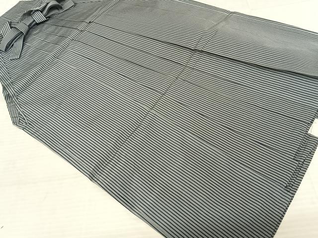 平和屋着物●男性　馬乗り袴　縞　正絹　逸品　AABF0520fy