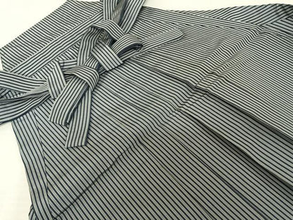 平和屋着物●男性　馬乗り袴　縞　正絹　逸品　AABF0520fy
