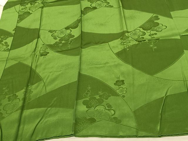 平和屋着物●振袖用長襦袢 袷 枝梅地紋 鶸萌黄色 正絹 逸品 AABF0522fy