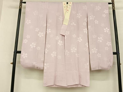 平和屋着物●振袖用長襦袢 無双仕立て 舞花地紋 鴇鼠色 やまと誂製 半衿刺繍 正絹 逸品 AABF0523fy