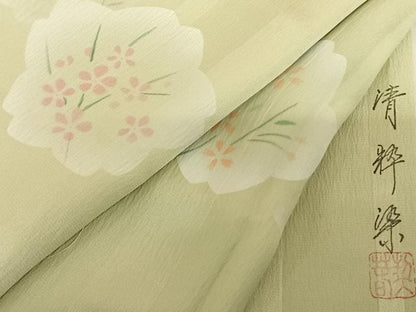 平和屋着物●長襦袢 無双仕立て 清粋染 舞花文 正絹 逸品 AABF0524fy