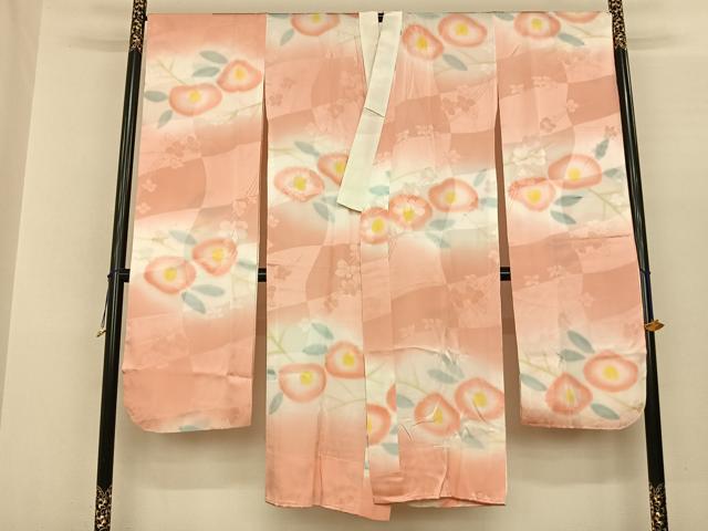 平和屋着物●振袖用長襦袢 無双仕立て 手描き 草花文 暈し染め 正絹 逸品 AABF0525fy