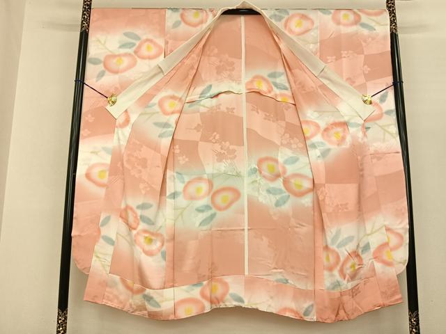 平和屋着物●振袖用長襦袢 無双仕立て 手描き 草花文 暈し染め 正絹 逸品 AABF0525fy
