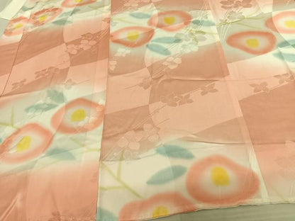 平和屋着物●振袖用長襦袢 無双仕立て 手描き 草花文 暈し染め 正絹 逸品 AABF0525fy