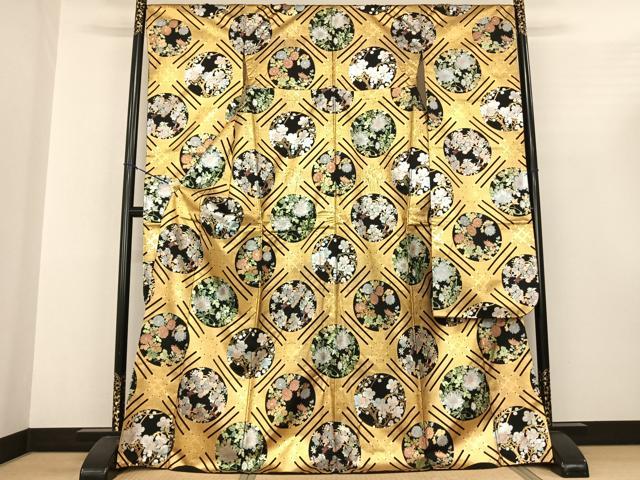 平和屋着物●豪華振袖 花鳥丸文 金銀彩 正絹 逸品 AABF0528fy
