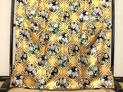 平和屋着物●豪華振袖 花鳥丸文 金銀彩 正絹 逸品 AABF0528fy