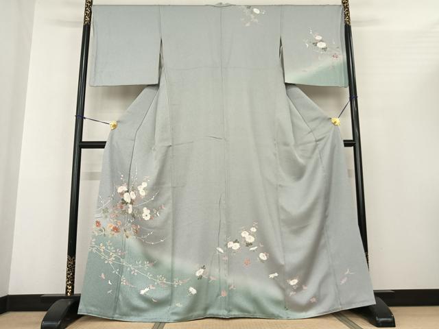 平和屋着物●訪問着 友禅 枝花文 暈し染め 正絹 逸品 AABF0530fy
