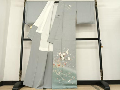 平和屋着物●訪問着 友禅 枝花文 暈し染め 正絹 逸品 AABF0530fy