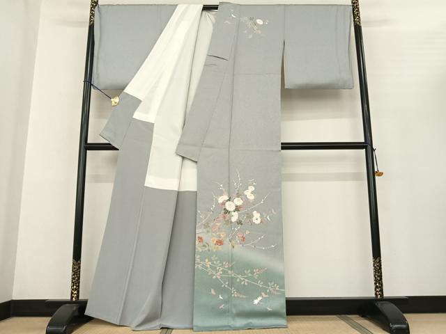 平和屋着物●訪問着 友禅 枝花文 暈し染め 正絹 逸品 AABF0530fy