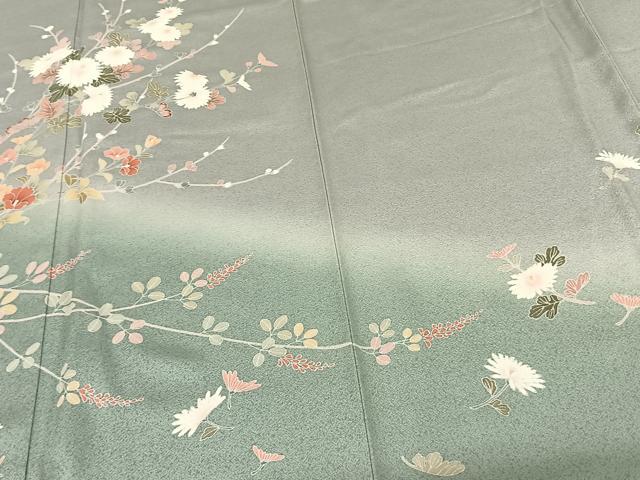 平和屋着物●訪問着 友禅 枝花文 暈し染め 正絹 逸品 AABF0530fy