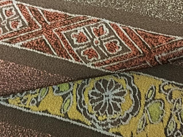 平和屋着物●訪問着 斜縞 鬼しぼ縮緬 正絹 逸品 AABF0535fy