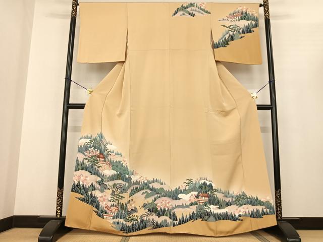 平和屋着物●訪問着 友禅 風景文 正絹 逸品 AABF0536fy