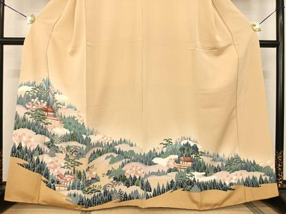 平和屋着物●訪問着 友禅 風景文 正絹 逸品 AABF0536fy