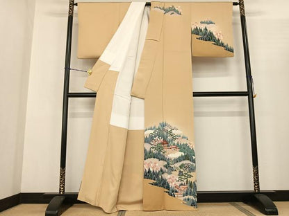 平和屋着物●訪問着 友禅 風景文 正絹 逸品 AABF0536fy