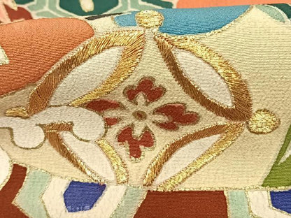 平和屋着物●アンティーク 大正ロマン 黒留袖 刺繍 宝船 暈し染め 金銀糸 金彩 両褄 江戸褄 正絹 逸品 AABF0537fy