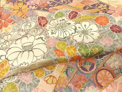 平和屋着物●紫綬褒章　巨匠『岩田専太郎』　振袖　駒刺繍　辻が花　金彩　正絹　逸品　AABF0538fy