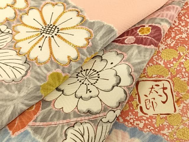 平和屋着物●紫綬褒章　巨匠『岩田専太郎』　振袖　駒刺繍　辻が花　金彩　正絹　逸品　AABF0538fy