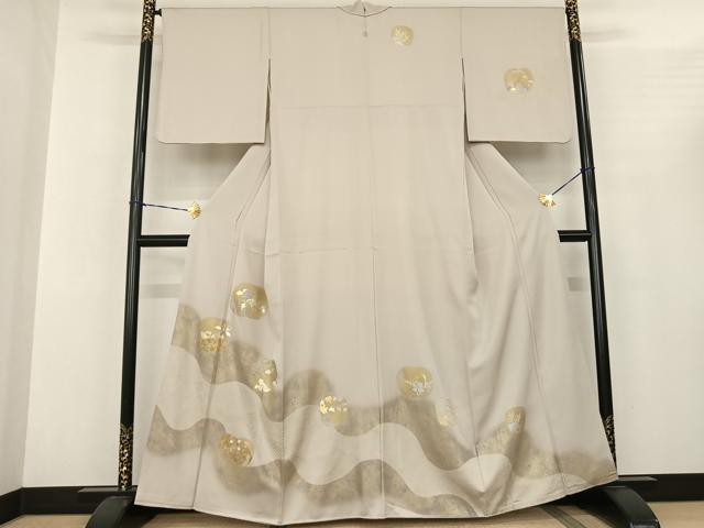 平和屋着物●訪問着 刺繍 草花文 金彩 正絹 逸品 AABF0539fy