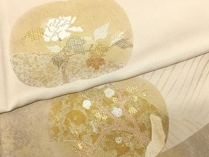 平和屋着物●訪問着 刺繍 草花文 金彩 正絹 逸品 AABF0539fy