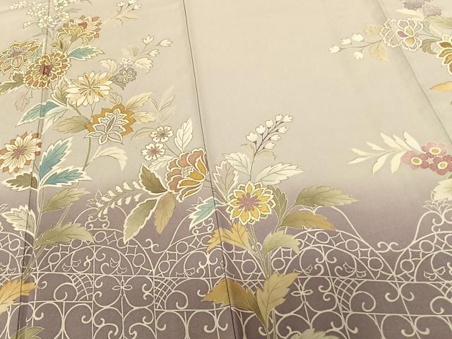 平和屋着物●訪問着 駒刺繍 草花文 暈し染め 金糸 金彩 正絹 逸品 AABF0541fy