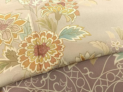 平和屋着物●訪問着 駒刺繍 草花文 暈し染め 金糸 金彩 正絹 逸品 AABF0541fy