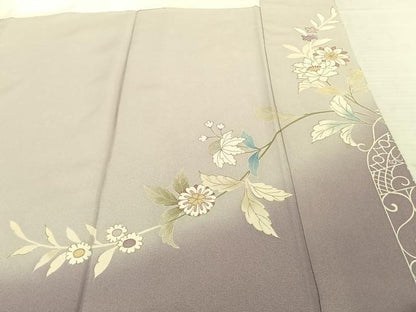 平和屋着物●訪問着 駒刺繍 草花文 暈し染め 金糸 金彩 正絹 逸品 AABF0541fy