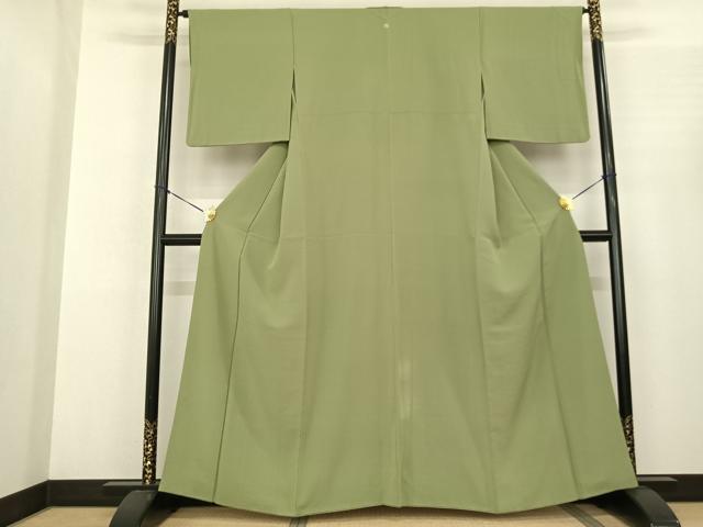 平和屋着物●上質な色無地 若葉色 正絹 逸品 AABF0543fy